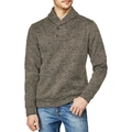 Détail d'un pull en maille chinée pour homme avec col châle et fermeture boutonnée - S / Hauts / Café