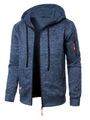 Détail d'un sweat à capuche bleu avec zips orange vif et poche utilitaire sur la manche - S / Bleu Marine