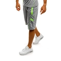 Graue Herren Sportshorts mit neongrünen Details, schnelltrocknend für Fitness-Training - L / Hellgrau