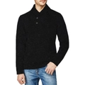 Men's black shawl collar cardigan sweater in a slim fit knit design for casual wear - Black