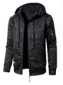 Détail d'un sweat à capuche gris sport avec cordon et poche zippée sur la manche - S / gris foncé