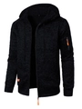 Détail de la veste en maille chinée noire avec fermetures éclair orange et poche de manche - S / Noir
