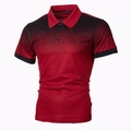 Herren Slim Fit Polo-Shirt mit rot-schwarzem 3D-Geometrie-Farbverlauf auf weißem Hintergrund - M / Rot