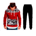 Conjunto de sudadera navideña para hombre con estampado de renos y pantalones negros en rojo - M / Rojo