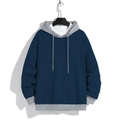 Sweat à capuche bleu marine pour homme avec bordures grises et cordon sur cintre - S / Hauts / Bleu Marine