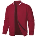 Detailed macro view of the wine red jacquard fabric texture and zipper on the men's jacket - XL / Burgundy