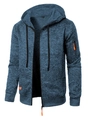Giacca sportiva da uomo con cappuccio in maglia mélange blu-nero e dettagli arancioni - Taglia S / Blu Notte