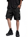Détails du short cargo noir avec plusieurs poches et cordon de serrage à la taille - XS / Bas / Noir
