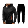 Survêtement homme noir à capuche avec panneaux matelassés et détails de zip orange - M / Noir