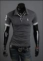 Polo homme gris foncé avec broderie girafe blanche et imprimé numéro 3 sur la manche - XXL / Gris foncé