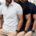 Dreierpack schmal geschnittene Herren-Poloshirts in Weiß, Schwarz und Marineblau für den Sommer - S / Weiß, Schwarz und Marineblau