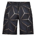 Detail view of men's casual summer shorts featuring orange geometric 3D print and drawstring - XS / Bottom (Geometric Radial Print-ZK87-8) / Black
