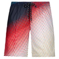 Detailed view of elastic waistband and black-and-white drawstrings on 3D printed shorts - XS / Bottoms / Red Blue Gradient Polka Dot Print (ZK87-12)