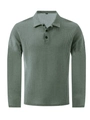 Polo da uomo a maniche lunghe verde salvia in tessuto a nido d'ape con colletto classico - Taglia S / Verde