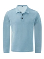 Polo da uomo a maniche lunghe celeste in maglia a nido d'ape con colletto classico - Taglia S / Azzurro