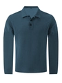 Men's peacock blue ice silk long sleeve polo shirt with breathable waffle knit texture - Denim Blue