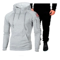 Sweat à capuche gris clair pour homme avec patch Union Jack et poche zippée décorative - M / Gris clair
