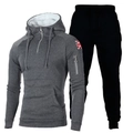 Ensemble de survêtement pour homme avec sweat à capuche gris chiné et pantalon de sport noir - M / gris foncé