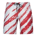 Close-up of elastic waistband with black and white drawstring on 3D printed shorts - XS / Bottoms / Red and White Brushstroke Stripe Print (ZK87-23)