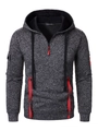 Detalle de sudadera gris oscuro con cremallera roja y correas decorativas laterales - S / Estilo Cremallera Roja / Gris Oscuro