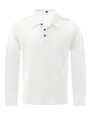 White long sleeve waffle knit polo shirt for men with classic collar and buttons - White