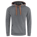 Detail van grijze hoodie met feloranje trekkoorden en geribbelde mouwmanchetten - M / donkergrijs