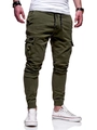 Detail of army green joggers featuring large cargo pockets and drawstring waist - Army Green