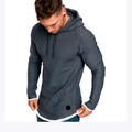 Men's slim fit navy blue hoodie with ribbed textured raglan sleeves and white trim - XL / Dark Gray