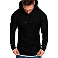Slim fit black men's hooded shirt with pleated raglan sleeves and layered white trim - XL / Black