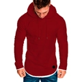Detail of red slim fit hoodie featuring pleated shoulder design and layered hem - XL / Red