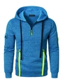 Detalle de sudadera azul marino con cremalleras amarillo neón y bolsillo en la manga - S / Estilo Cremallera Amarillo Neón / Azul