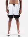 Detail of men's marathon running shorts with mesh fabric and drawstring waist - S / White/Black