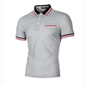 Polo da uomo slim fit grigio chiaro con colletto nero a contrasto e bordi a righe - S / Grigio