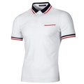 Polo da uomo slim fit bianca con strisce tricolore su colletto e polsini manica - S / Bianco