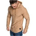 Dettaglio di felpa con cappuccio slim fit da uomo con maniche raglan a pieghe e trama - M / Cachi