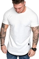 Detailaufnahme des weißen Herren-T-Shirts mit Waffelstruktur und gerippten Ärmel-Details - M / Weiß