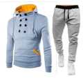Survêtement gris pour homme avec sweat à capuche slim fit et pantalon de jogging assorti - Gris Clair