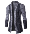 Chaqueta de punto para hombre con frente abierto patrón gris jaspeado y bloques de color - M / Gris Patchwork