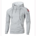 Detalle de sudadera gris con parche de Union Jack, cremallera y forro de vellón - M / Gris claro
