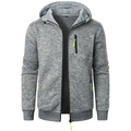 Sportieve herenjas met capuchon in grijs jacquard met neon groene ritsaccenten - S / Lichtgrijs