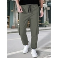 Pantaloni cargo uomo verde militare con tasche multiple e coulisse in vita - Verde Militare
