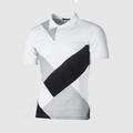 Polo pour hommes avec un patchwork géométrique moderne en blanc, gris et noir - S / Blanc