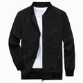 Men's black casual flight jacket with stand collar and embroidery for spring and autumn - S / Black