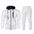 Herren Freizeit-Trainingsanzug in Weiß mit Kapuzenjacke und passender Jogginghose im Set - Weiß