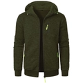 Detail of green marl knitted jacket with neon zipper pulls and chest pocket texture - Army Green