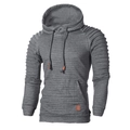 Men's dark grey hooded sweatshirt with waffle knit texture and pleated shoulder detail - Dark Gray
