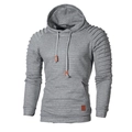 Men's grey hooded sweatshirt with quilted texture and ribbed shoulders in a flat lay view - Light Gray