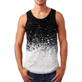 Men's 3D print tank top with black and white gradient splash ink design for summer fitness - 3XL / Tops / Black and White Gradient Style (HD-BX-156-21)