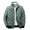 Men's sage green lightweight padded jacket with stand collar and V-quilted texture - M / Tops / Bean Green