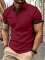 Détails du polo bordeaux ajusté avec col contrasté noir et patte de boutonnage élégante - Bordeaux